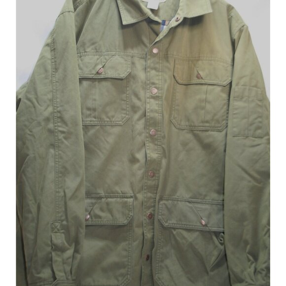 Duluth Trading Mens XL Warden Waxed Canvas Shirt Jac Green Workwear Chore Jacket - Picture 2 of 13
